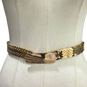 Vintage 70’s 80’s shiny gold link stretchy slinky belt